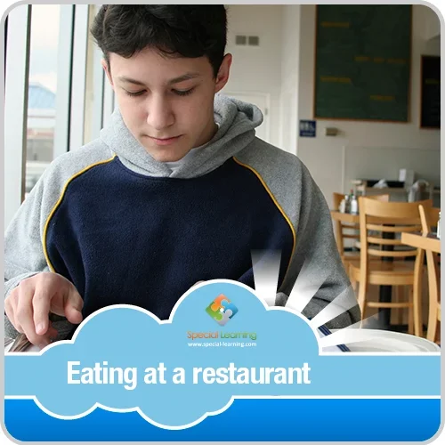 Eating at a Restaurant Boy Visual Schedule
