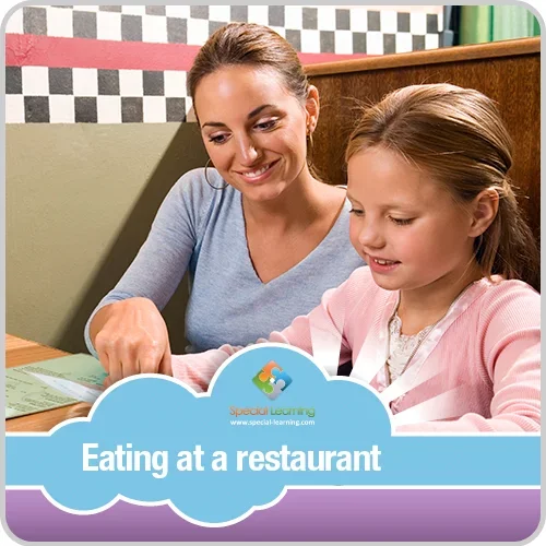 Printable: Eating at a Restaurant Girl Visual Schedule